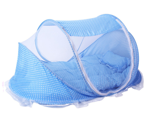 Cuna plegable con mosquitera y almohada en diferentes colores, también se puede transportar fácilmente