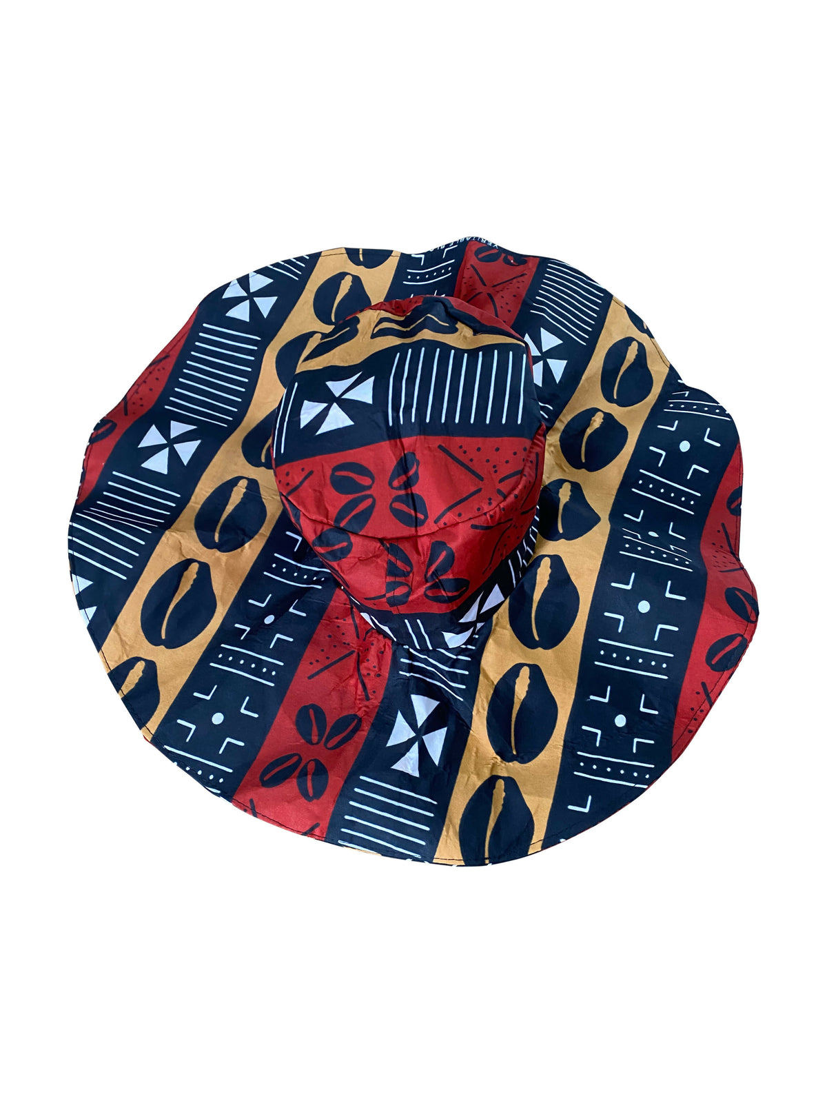 Kente Set Tasche und Hut Bunt Handgefertigt | Große XXL-Tragetasche mit passendem Sonnenhut (60×60×20 cm)