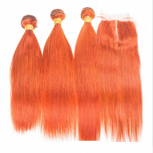Cortina de cabello humano de color Cortina de cabello naranja