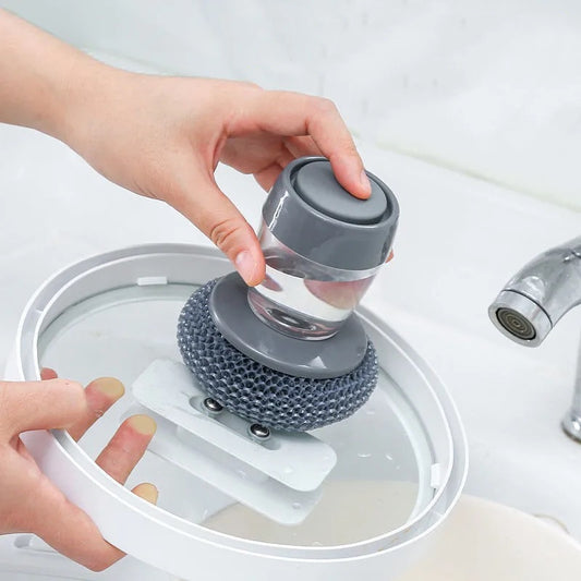 Cepillo dispensador de jabón de cocina Limpiador de palma Cepillo de empuje Detergente de cocina Herramientas