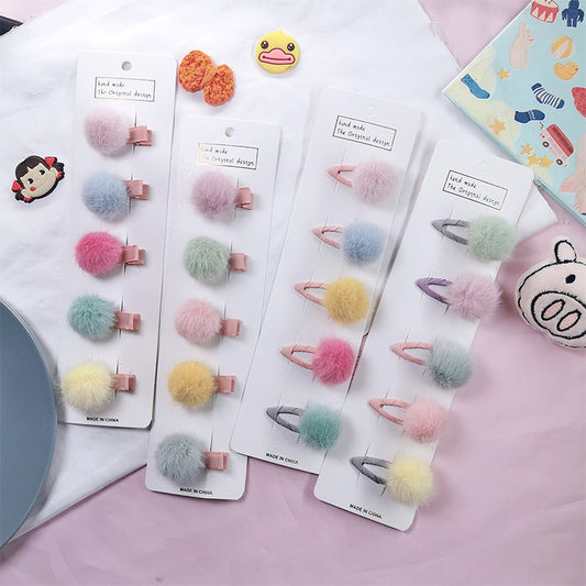Horquilla con bola de pelo para niños, Mini tarjeta para el pelo de princesa, Color caramelo, accesorios para el cabello con flequillo