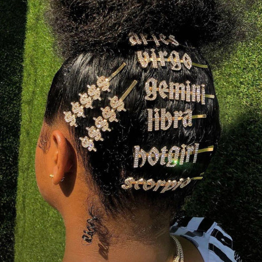 Clip de palabra de constelación, accesorios para el cabello con horquilla DIY, personaje inglés, personalizado, venta al por mayor
