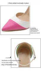 Zapatos de tacón de aguja con puntera afilada de colores para mujer