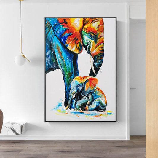 El elefante protector de colores también aporta un ambiente de seguridad a tu habitación, el cuadro perfecto para cualquier habitación