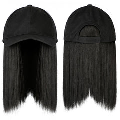 Una pieza peluca gorra de pelo corto liso femenino con sombrero Peluca de pelo de clavícula Bobo