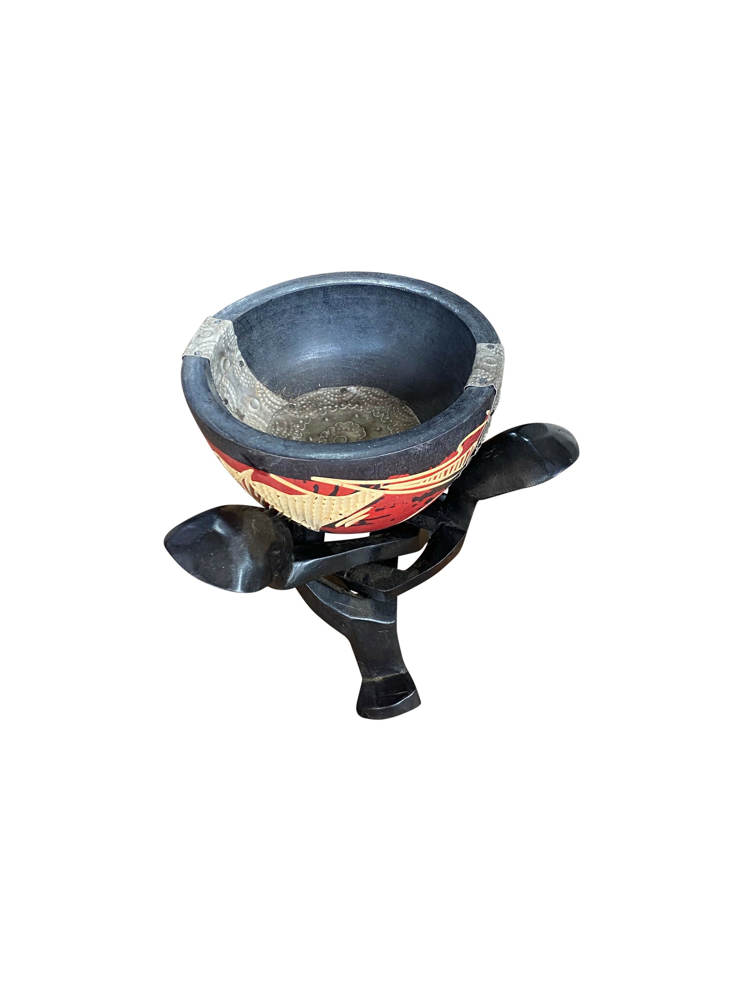 Tradition & Form – Handgeschnitzter Behälter mit Ständer aus Ossese-Holz | Kunst & Funktion in einem (20 × 22 × 11 cm)