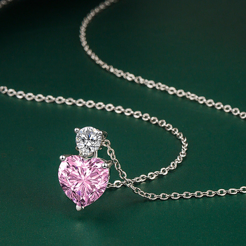 Colgante de collar de corazón en diferentes colores, cobre tipo diamante