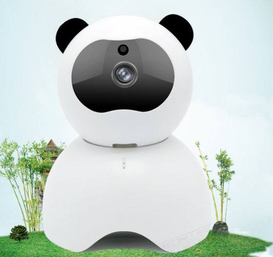 Cámara de vigilancia estilo panda, intercomunicador incorporado, la cámara se puede conectar a un teléfono móvil o tableta, dispositivo de cabecera HD, también detecta el movimiento y puede hacer sonar una alarma