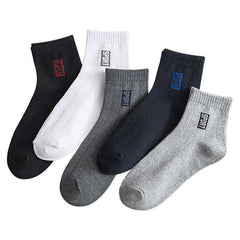 5 pares de calcetines transpirables para hombre, calcetines de algodón de tubo medio absorbentes del sudor, calcetines casuales de moda