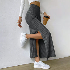 Falda larga de mujer con abertura lateral, de gran elasticidad