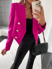 Abrigo/blazer slim fit de color liso con cuello de polo en varios colores, a la moda y lleno de estilo
