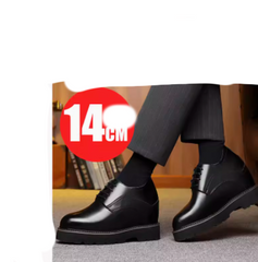 Escenario de zapatos de negocios de tacones súper altos para hombres