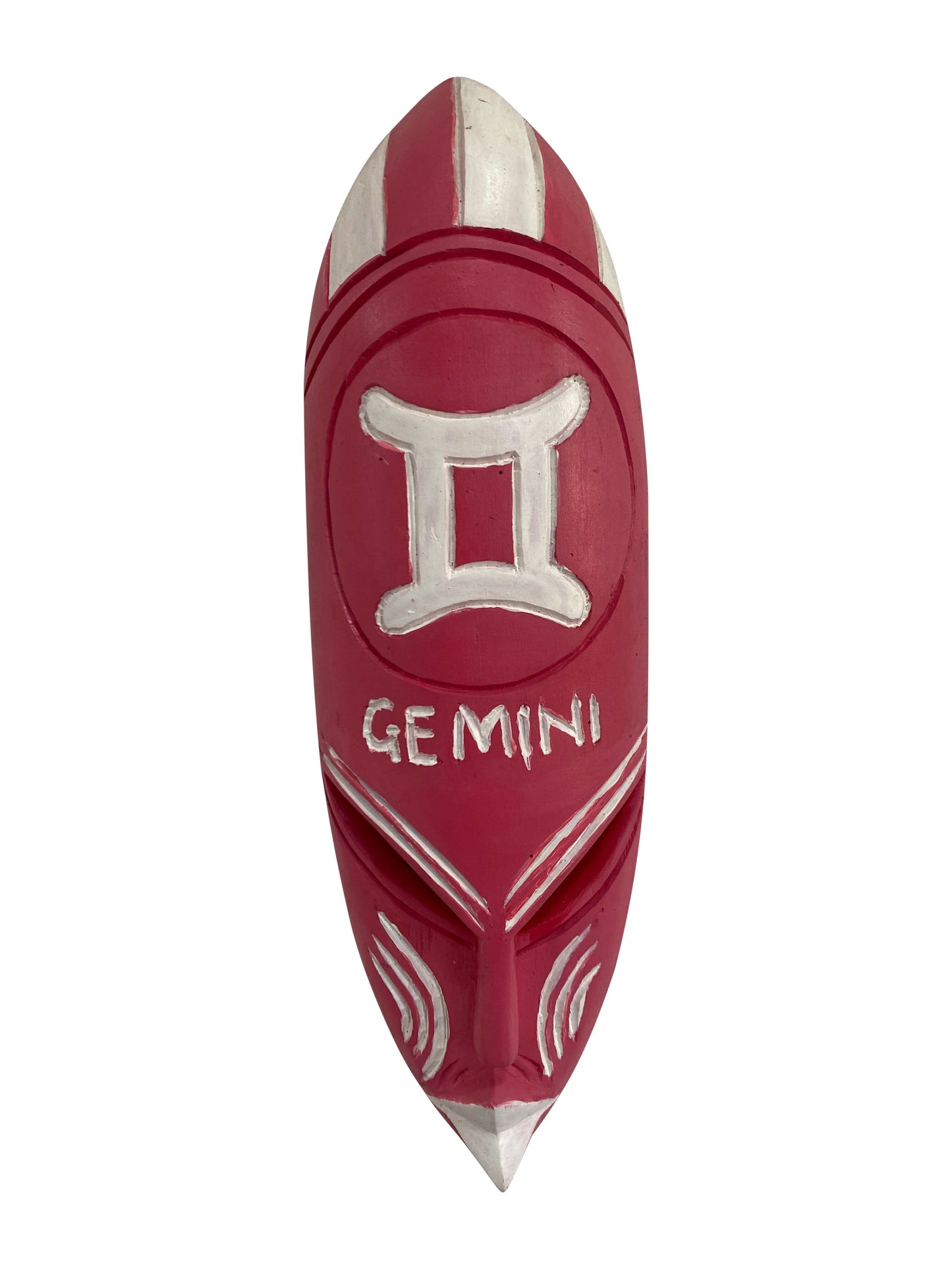 Sternzeichenmaske Zwillinge – Aus massivem Hartholz traditionell handgearbeitet (37×12×6 cm)