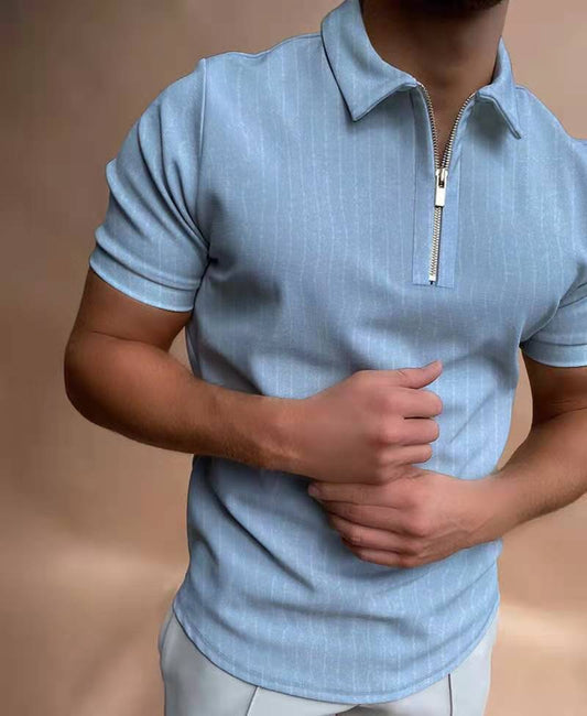 camisa con cremallera a rayas color block camiseta para hombre top