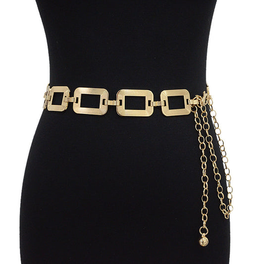 Estilo Versátil: Cadena de Cintura con Hebilla Cuadrada para un Toque de Elegancia Casual