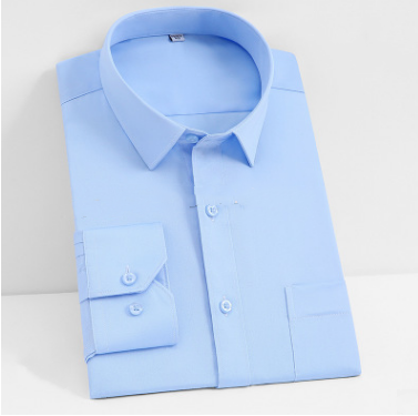Camisa de negocios de manga larga para hombre con 2 bolsillos en varios colores