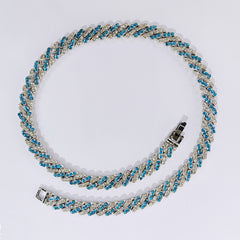 Exquisito collar bicolor ovalado de moda en color diamante, pequeño también adecuado como tobillera