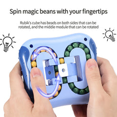 Cubo de Rubik con punta de dedo de inteligencia de frijol mágico giratorio, Este juguete puede entrenar la coordinación mano-ojo, la concentración, la paciencia, el pensamiento estratégico y la capacidad de resolución de problemas de los niños.