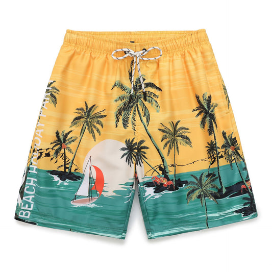 Shorts de playa con estampado de coco para hombres y mujeres