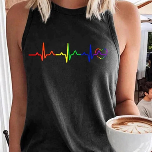 Camiseta de moda impresa en 3D con latidos de corazón