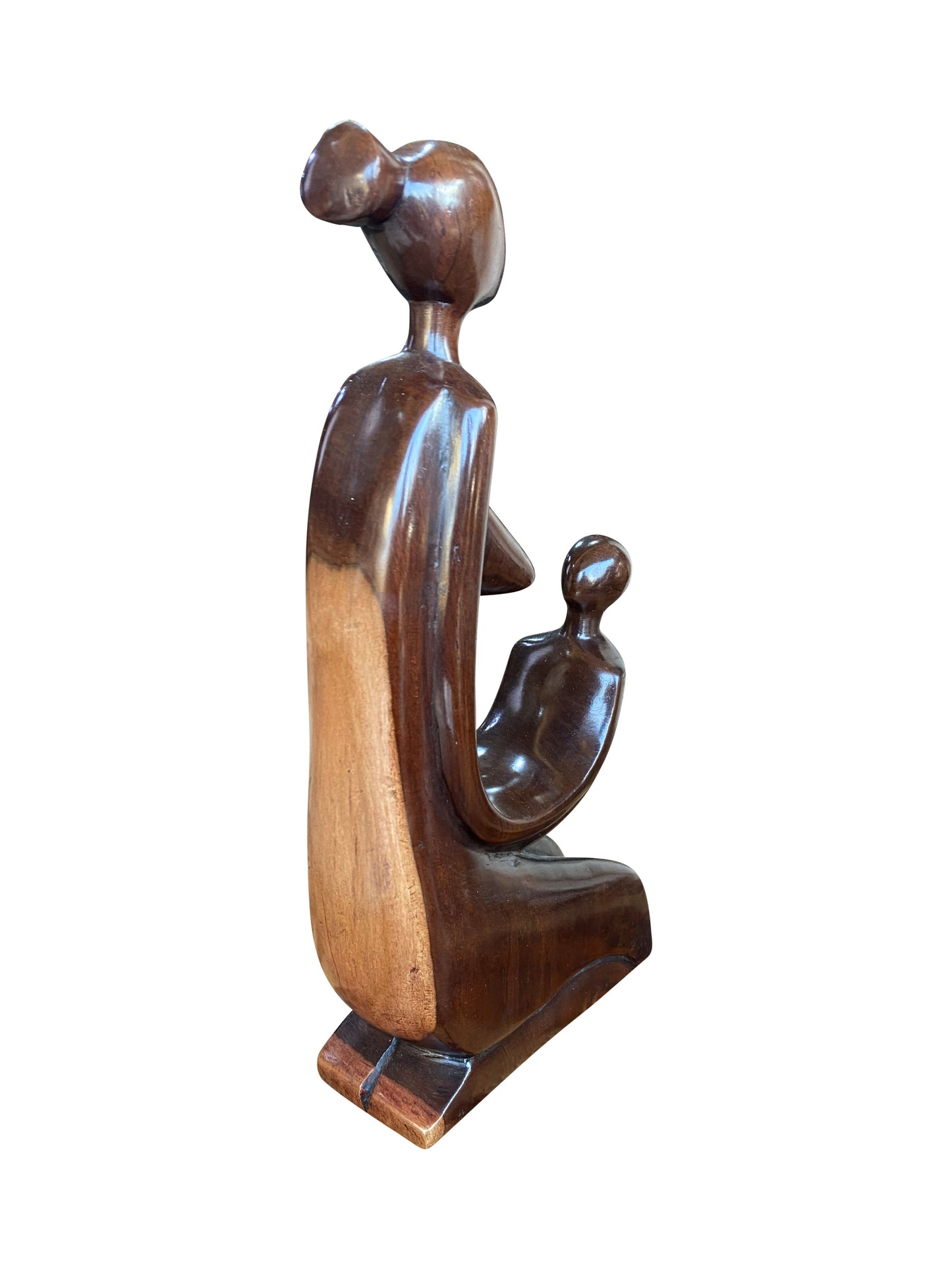 Mother & Child – Handgeschnitzte Ebenholz-Skulptur | Sinnbild für Geborgenheit & Liebe (32 × 16 × 5 cm)