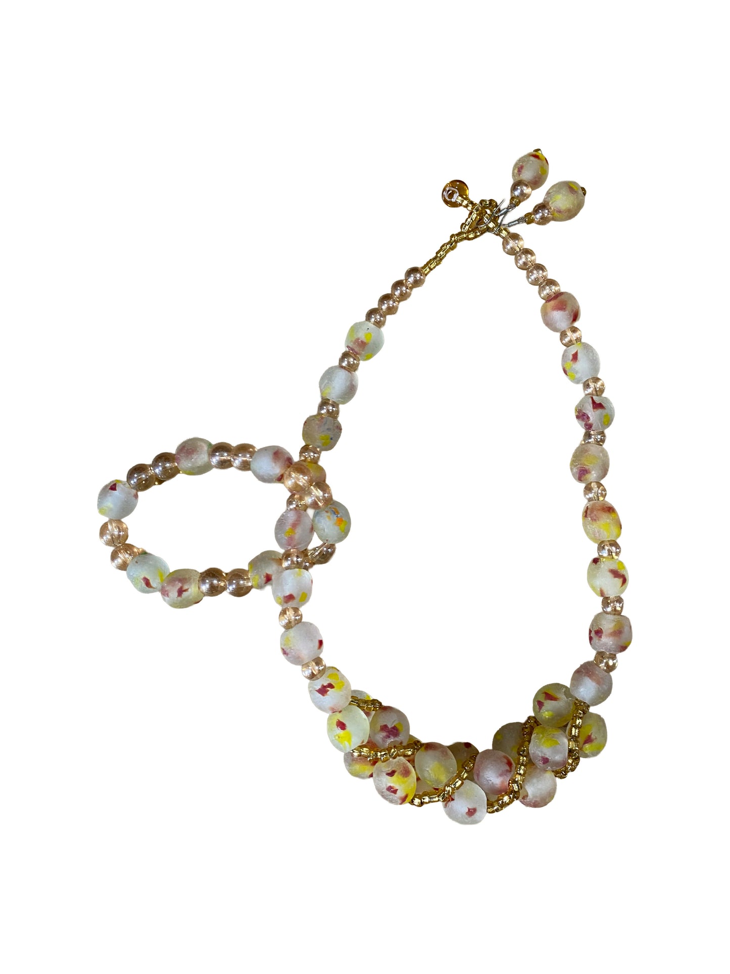 Edles Trade Bead Set aus Ghana Handgefertigte Frühlings-Kette mit Armreif & Ohrringen