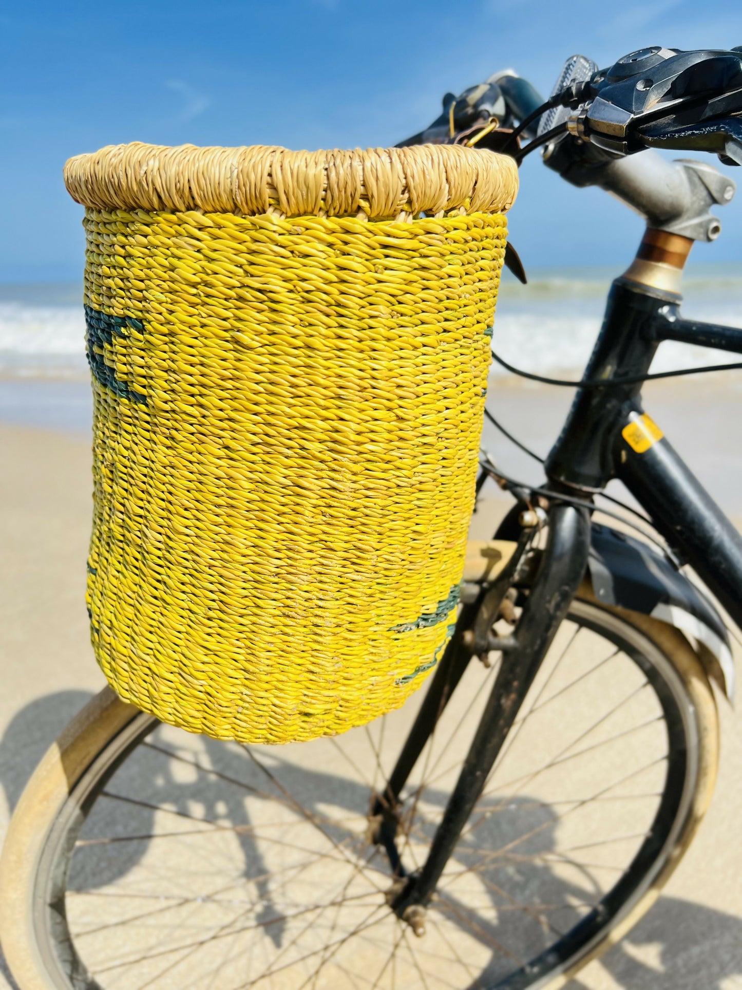 Handlebar bike basket, basket for bicycle, handmade bike basket, African bike basket, woven bike basket