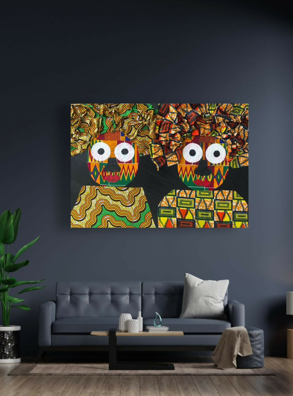 "African Aunties" Exklusives handgemaltes Acrylkunstwerk aus Ghana (80 × 60 cm)