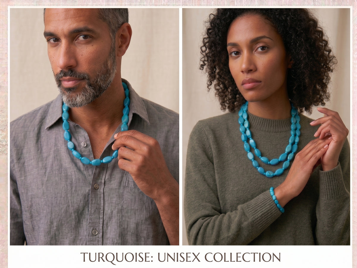 „Lagoon Breeze“ Naturstein-Halskette | Kräftiges Blau zu All-Black-, Denim- & Festival-Outfits