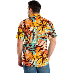 Conjunto de dos piezas de camisa y pantalones de playa para vacaciones junto al mar con estampado digital para hombre