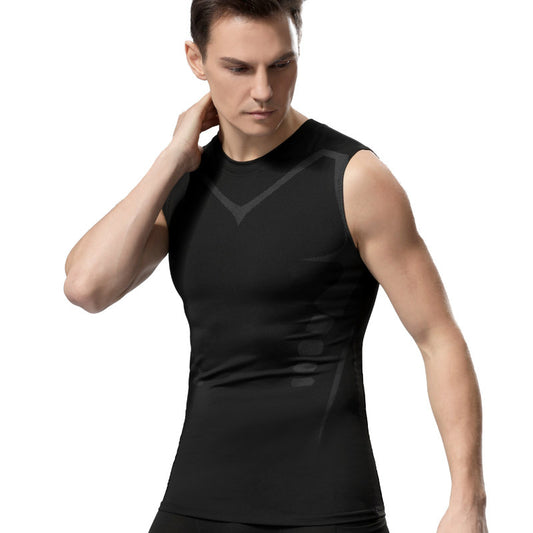 Chaleco elástico ajustado, transpirable, de secado rápido, para ejercicio, para hombre