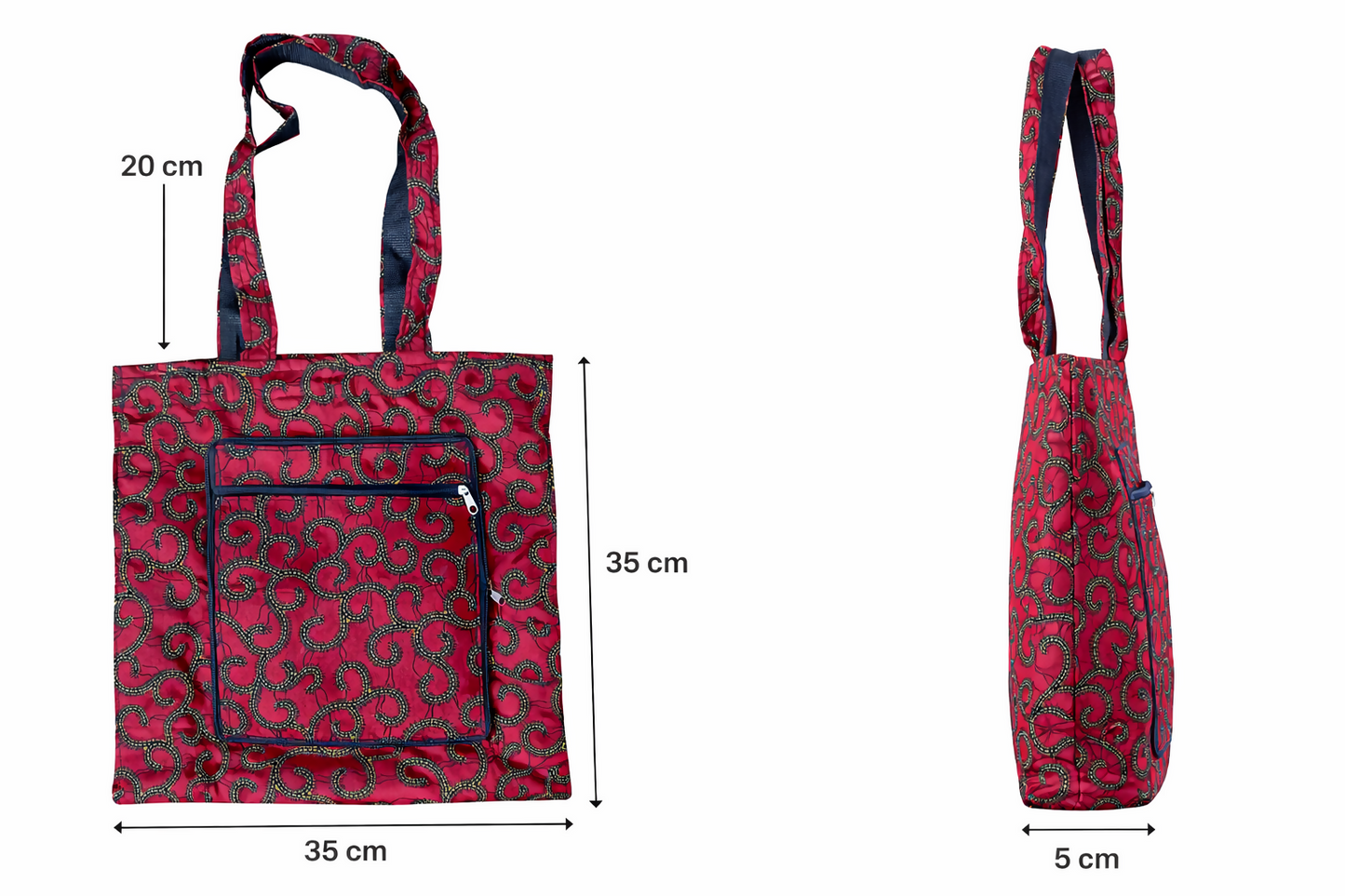 "MAGIC KENTE BAG" Handgefertigte Baumwolltasche aus Ghana mit Wax Print (40×35×5)