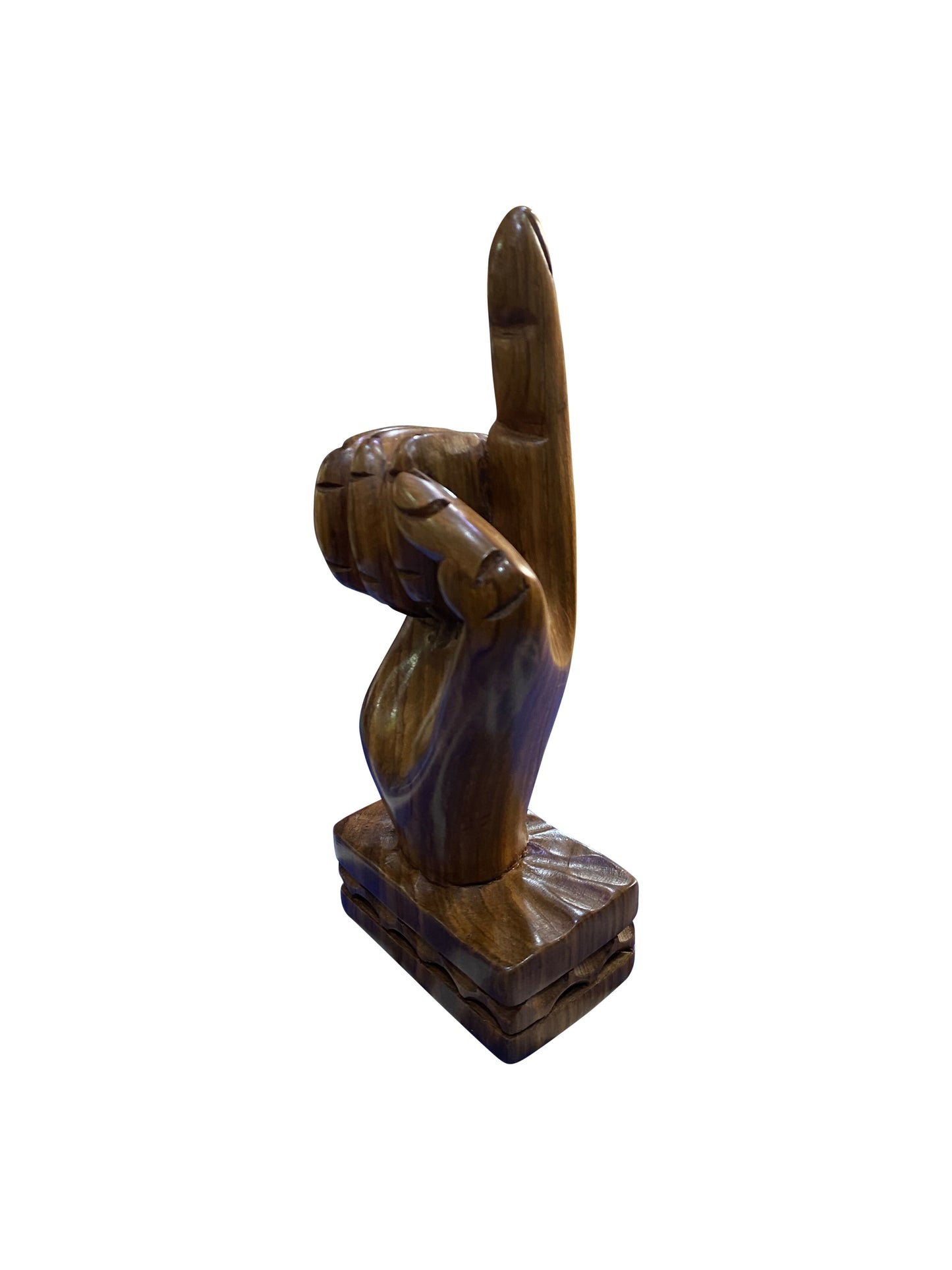 Ebony-Handskulptur „One“ – Ausdrucksstarke Holzfigur auf Sockel (20 × 8 × 5 cm)