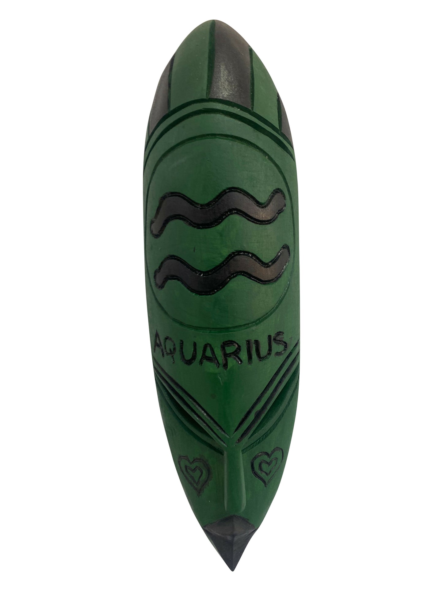 Wassermann Sternzeichen-Maske – Grüne Holzkunst voller Freiheit & Kreativität | Handgeschnitzt aus Thickwood (37 cm)