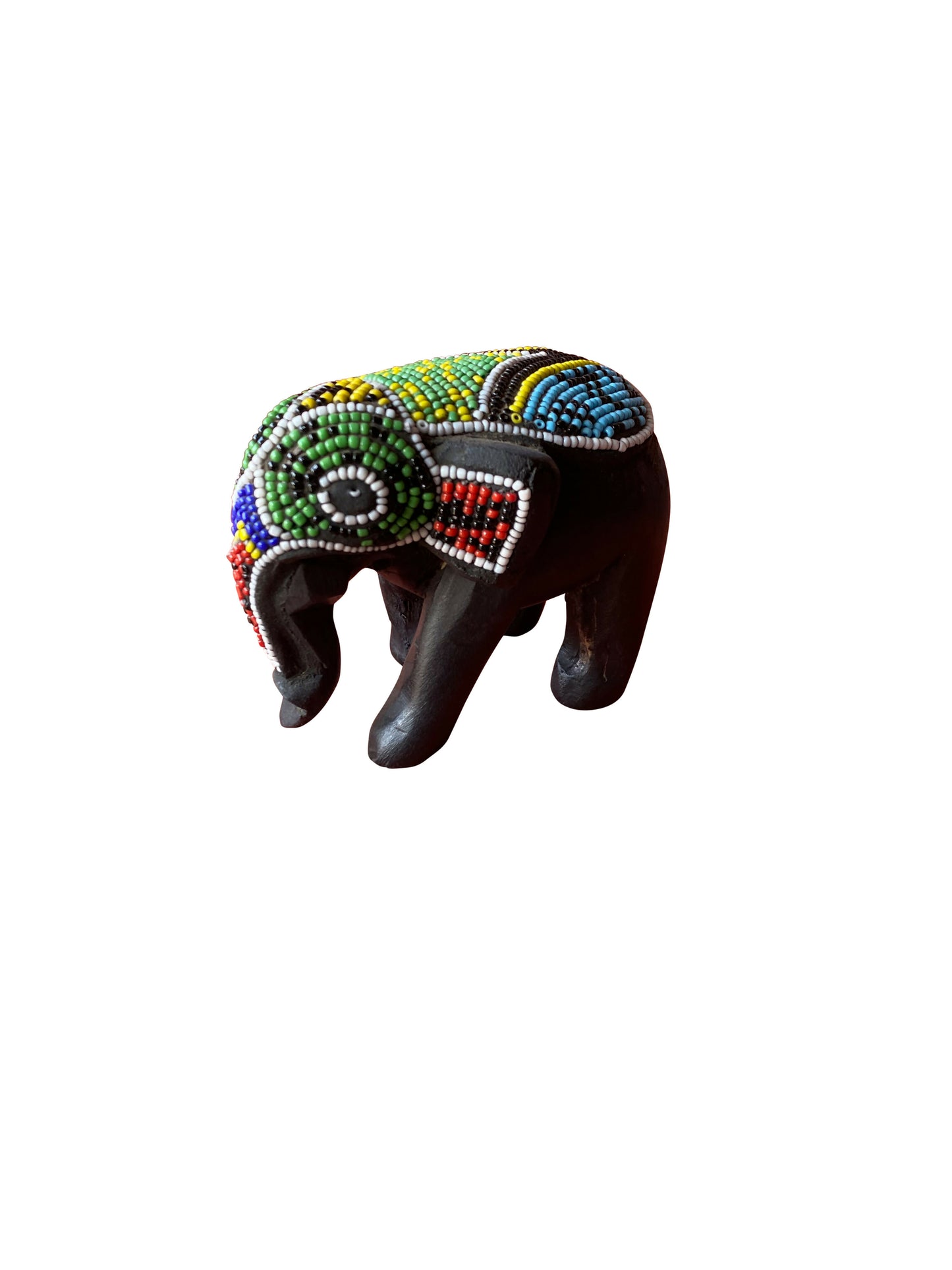 Colorful Mini Elephant from Osesse Wood with Glass Beads