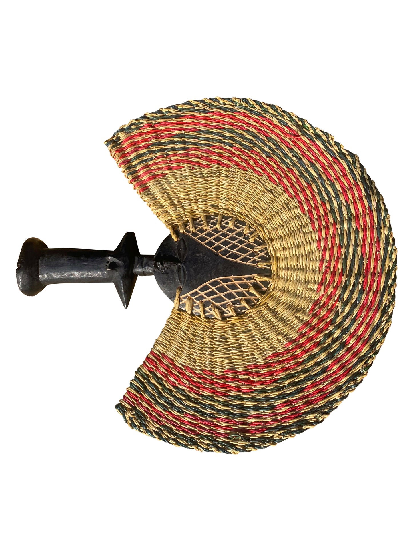 „Natur & Handarbeit“ Fächer – Elefantengras + Hartholz (36×34 cm)