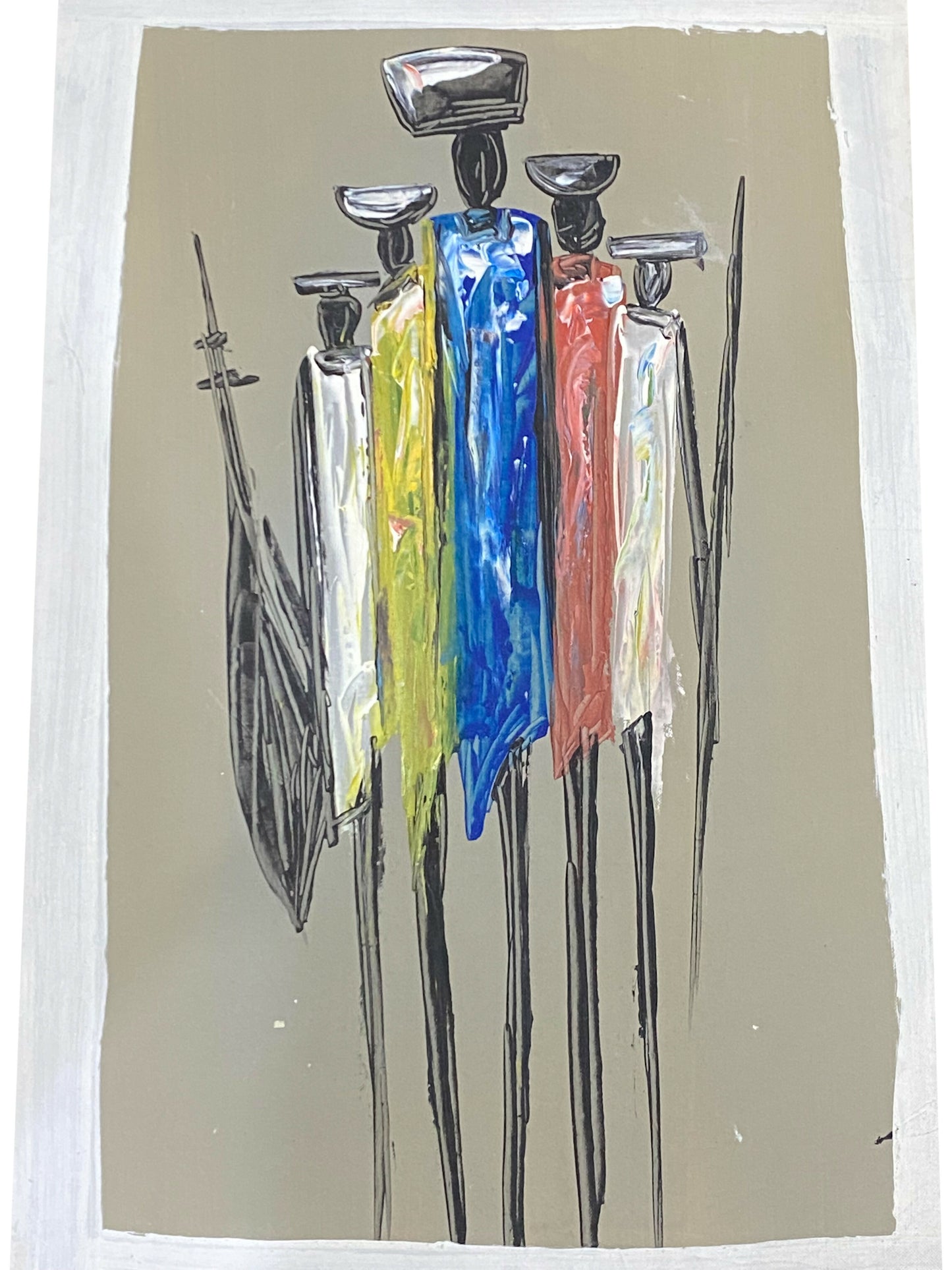 " Still Balance / Tragende Gemeinschaft" Handgemaltes Acrylbild aus Ghana (50 × 69 cm)