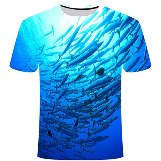 Camiseta de manga corta con varios estampados digitales marinos