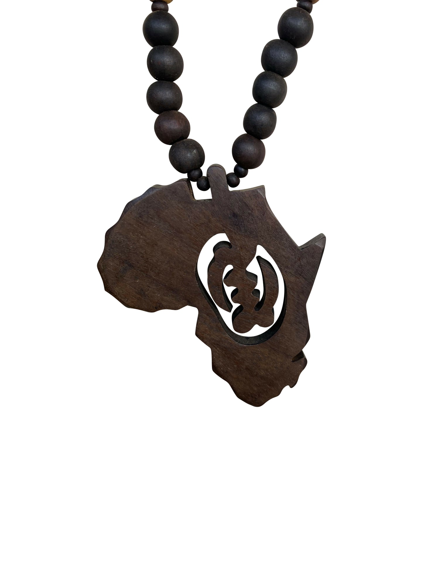 Holzkette mit Afrika-Anhänger & Gye Nyame Symbol – Nur Gott (ca. 50 cm)