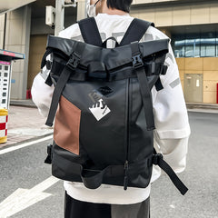Mochila con borde curvo, mochila personalizada a la moda, gran capacidad para hombres