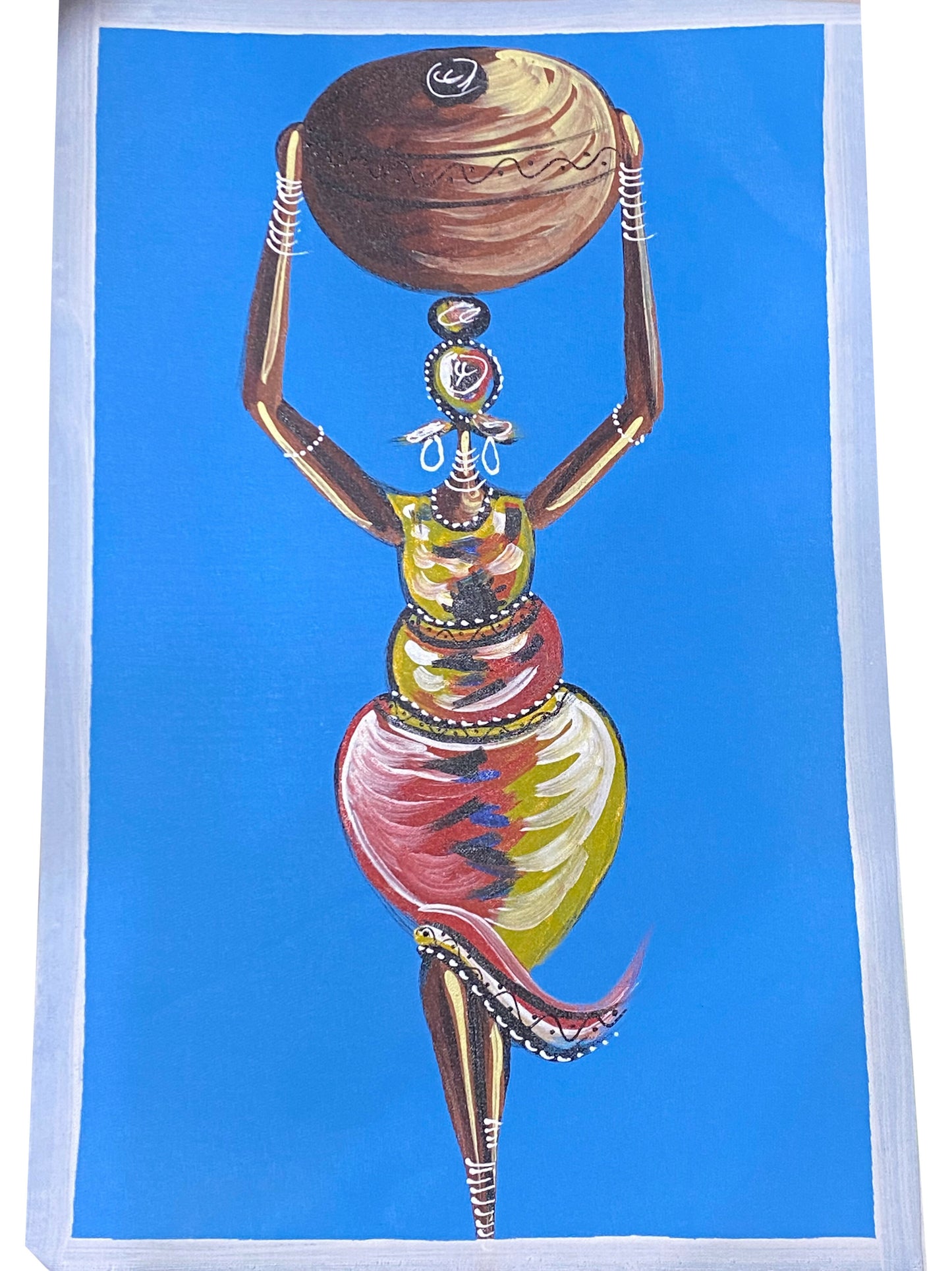 "Balance of Grace/ Anmut im Gleichgewicht" Handgemaltes Acrylbild aus Ghana (50 × 69 cm)