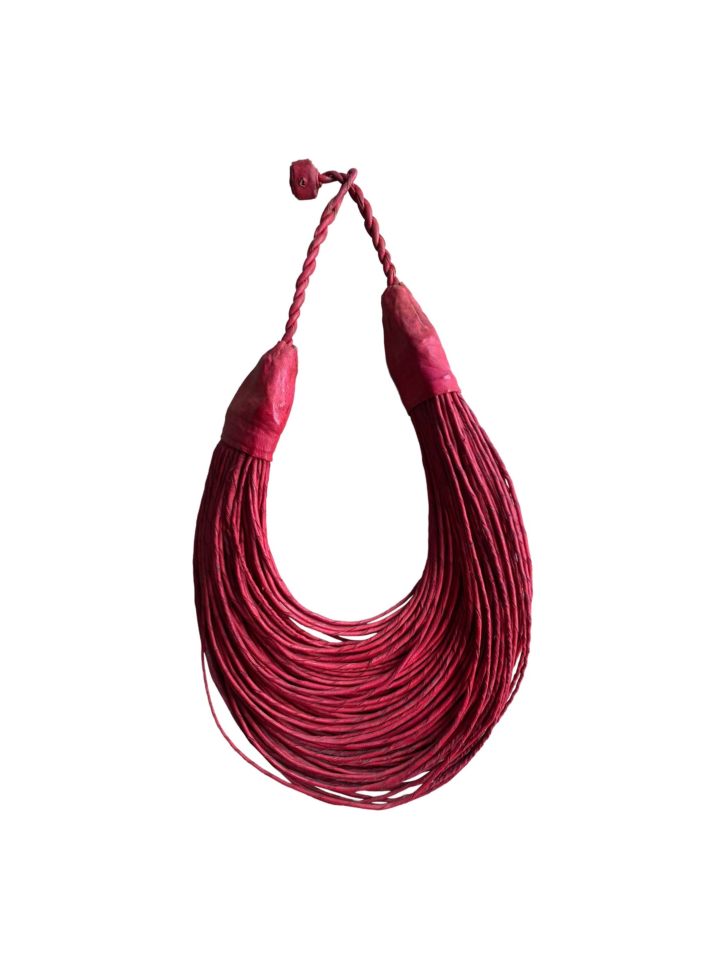 "Moose Heritage Necklace" 100-strand statement necklace made of goatskin leather from Northern Ghana