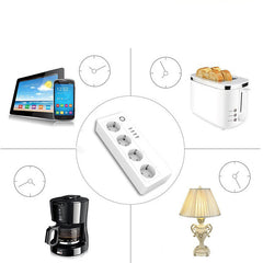 Enchufe doméstico inteligente que se controla con el móvil, con puertos USB de carga y un moderno interruptor de encendido/apagado