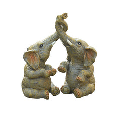 Pareja doble escultura de elefante decoración del hogar sala de estar gabinete de vino decoración del porche artesanías de resina
