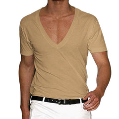 Camiseta de manga corta y cuello de pico para hombre en varios colores