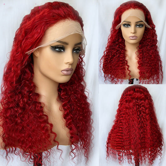 Peluca de cabello humano rojo de onda profunda
