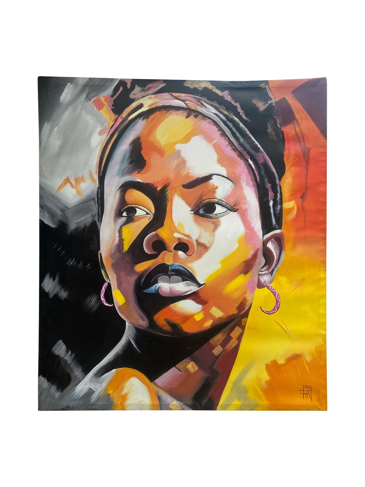 „Reflexion der Stärke“ – Großformatiges Acrylgemälde afrikanischer Porträtkunst (116x102 cm)