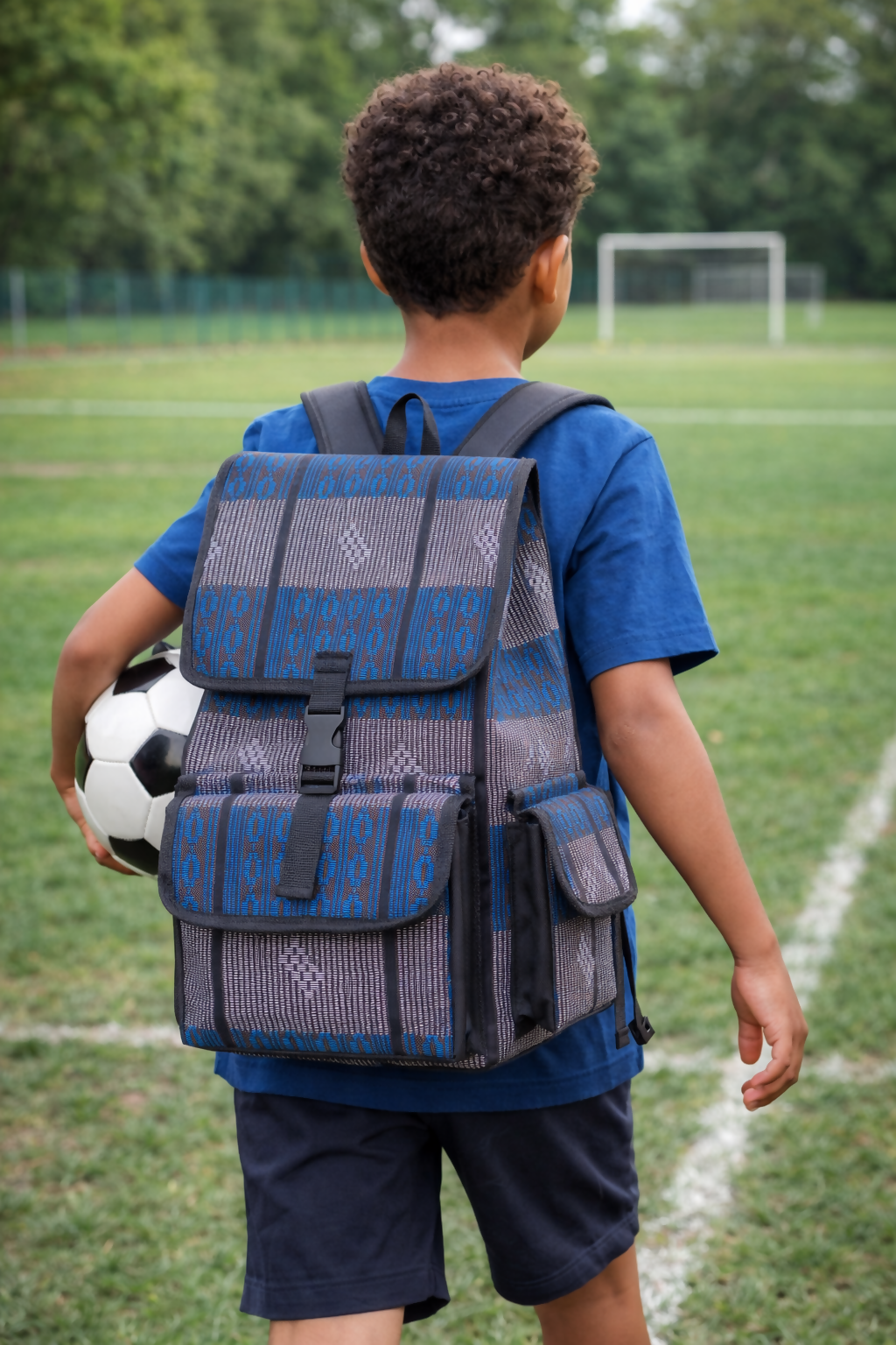 Classic Weave Rucksack Handarbeit aus Ghana mit traditionellem Muster 50×33×25cm