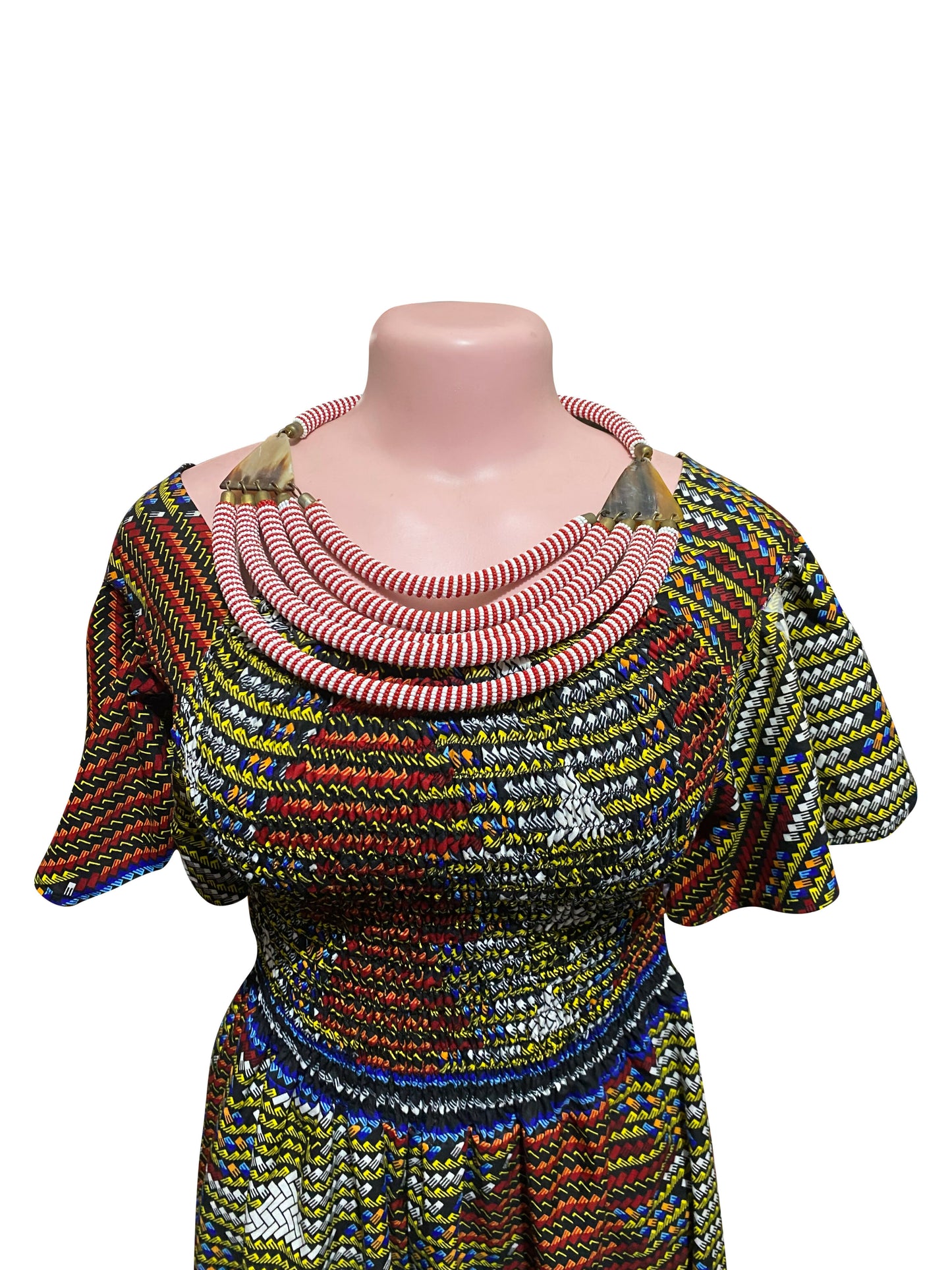 „Red Harmony Statement“ Handgefertigte Glasperlenkette aus Ghana