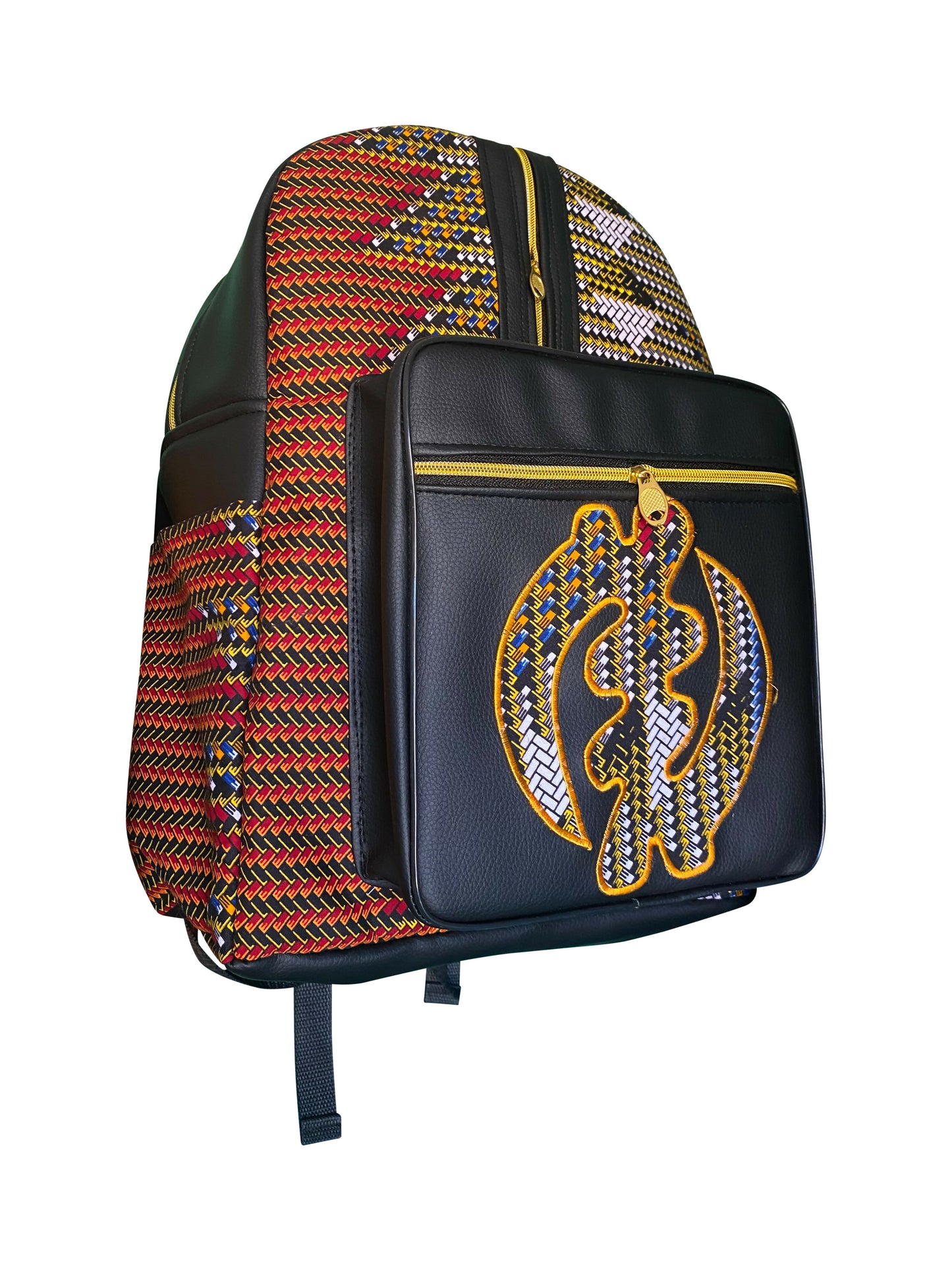 Elegant Brown Adinkra Rucksack Ghana Handarbeit in edlen Erdtönen